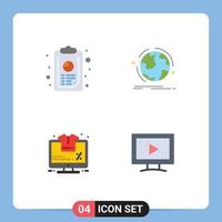 4 Creative Icons Modern Signs and Symbols of annual report monitor graph discover percentage Editable Vector Design Elements