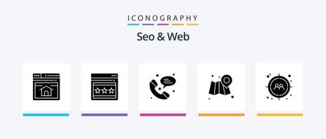 Seo and Web Glyph 5 Icon Pack Including . target. phone. target. map. Creative Icons Design vector