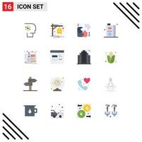 Modern Set of 16 Flat Colors Pictograph of crew pieces movie bell business Editable Pack of Creative Vector Design Elements