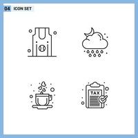 Set of 4 Modern UI Icons Symbols Signs for basketball coffee team rain love Editable Vector Design Elements