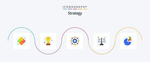 Strategy Flat 5 Icon Pack Including world. global. configuration. level. balance scale vector