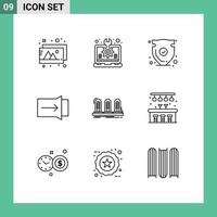 Stock Vector Icon Pack of 9 Line Signs and Symbols for analog touch security slide verify Editable Vector Design Elements