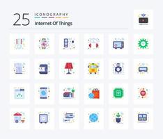 Internet Of Things 25 Flat Color icon pack including connect. headphone. device. head. device vector