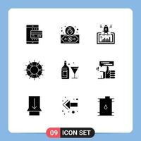 Pack of 9 Modern Solid Glyphs Signs and Symbols for Web Print Media such as support lifesaver launch lifebuoy web Editable Vector Design Elements