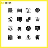 Pictogram Set of 16 Simple Solid Glyphs of video shutter decoration movie cinema Editable Vector Design Elements