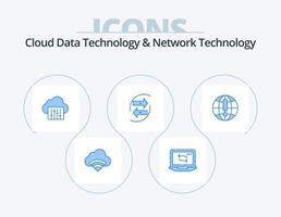 Cloud Data Technology And Network Technology Blue Icon Pack 5 Icon Design. paper. exchang. cloud. data. chang vector