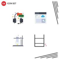 Set of 4 Commercial Flat Icons pack for center science service internet game Editable Vector Design Elements