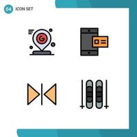 Group of 4 Modern Filledline Flat Colors Set for google flip location online mirror Editable Vector Design Elements