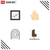 Pack of 4 Modern Flat Icons Signs and Symbols for Web Print Media such as analytics reader hand fingerprint food Editable Vector Design Elements