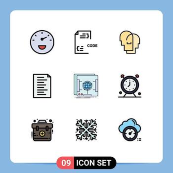 9 User Interface Filledline Flat Color Pack of modern Signs and Symbols of scan dimensional hat website code Editable Vector Design Elements