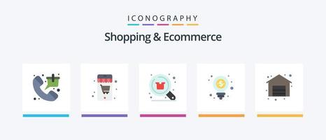 Shopping and Ecommerce Flat 5 Icon Pack Including shop. money. buy. dollar. shopping. Creative Icons Design vector