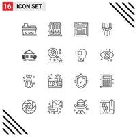 paquete de iconos vectoriales de stock de 16 signos y símbolos de línea para la carga de la página de descarga urbana elementos de diseño vectorial editables vector