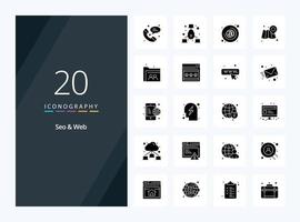 20 Seo  Web Solid Glyph icon for presentation vector