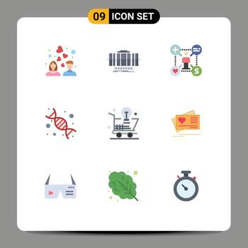 Mobile Interface Flat Color Set of 9 Pictograms of education biology technology back to school add Editable Vector Design Elements