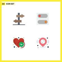 Pack of 4 creative Flat Icons of board time preferences clock map Editable Vector Design Elements