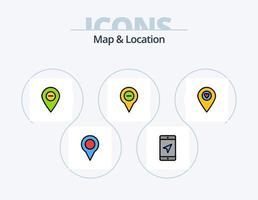 diseño de iconos llenos de línea de mapa y ubicación paquete de iconos 5. puntero. localización. puntero. ojo. alfiler vector