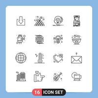 Modern Set of 16 Outlines and symbols such as play game creative console thinking Editable Vector Design Elements