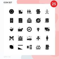 Modern Set of 25 Solid Glyphs and symbols such as digital social juice promotoin friends Editable Vector Design Elements