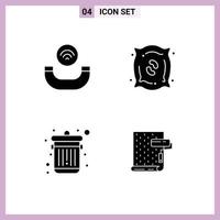 4 User Interface Solid Glyph Pack of modern Signs and Symbols of call trash agriculture seeds interior Editable Vector Design Elements