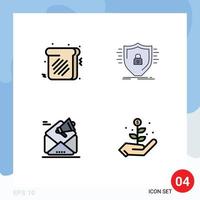 Mobile Interface Filledline Flat Color Set of 4 Pictograms of toast campaign defence safety marketing Editable Vector Design Elements