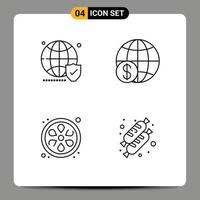 4 Thematic Vector Filledline Flat Colors and Editable Symbols of globe worldwide world global sauna Editable Vector Design Elements