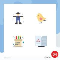 4 Universal Flat Icon Signs Symbols of character supplies scarecrow nature test Editable Vector Design Elements