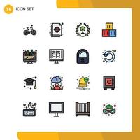 Universal Icon Symbols Group of 16 Modern Flat Color Filled Lines of analytics logistic file good leaf Editable Creative Vector Design Elements