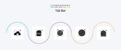 paquete de iconos de barra de pestañas glifo 5 que incluye . objetivo. casa. edificio vector