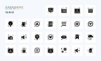 paquete de iconos de glifos sólidos de 25 ux y ui vector