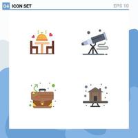 4 Universal Flat Icons Set for Web and Mobile Applications dinner path plate telescope tactics Editable Vector Design Elements