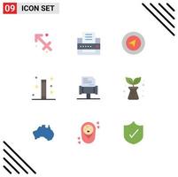 conjunto de 9 iconos de interfaz de usuario modernos símbolos signos para reglas libro navegación varita varita mágica elementos de diseño vectorial editables vector