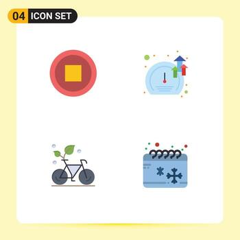 Modern Set of 4 Flat Icons Pictograph of basic friendly meter growth environment Editable Vector Design Elements