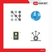 Universal Icon Symbols Group of 4 Modern Flat Icons of lock connection global assignment share Editable Vector Design Elements