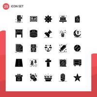 Universal Icon Symbols Group of 25 Modern Solid Glyphs of easter card gear sweets dessert Editable Vector Design Elements