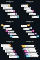 plantilla de diapositiva de presentación del paquete de infografías vectoriales 6 diagramas de ciclo de 5 pasos y líneas de tiempo vector