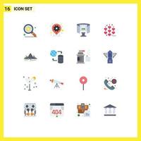 16 Thematic Vector Flat Colors and Editable Symbols of find glasses gear options technology Editable Pack of Creative Vector Design Elements