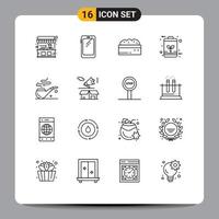 Modern Set of 16 Outlines and symbols such as power economic samsung eco plant Editable Vector Design Elements