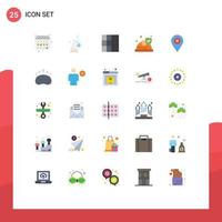 Group of 25 Flat Colors Signs and Symbols for pin map grid location security Editable Vector Design Elements