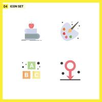 4 Creative Icons Modern Signs and Symbols of back to school alphabet books drawing blocks Editable Vector Design Elements