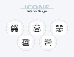 paquete de iconos de línea de diseño de interiores 5 diseño de iconos. decorar el hogar. único. escritorio. habitación. mesa vector