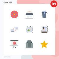 Pictogram Set of 9 Simple Flat Colors of sync link pin connection cleaning Editable Vector Design Elements