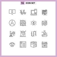 16 Thematic Vector Outlines and Editable Symbols of chart ad devices marketing advertisement Editable Vector Design Elements