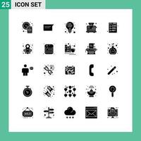 Set of 25 Modern UI Icons Symbols Signs for code toaster bulb kitchen breakfast Editable Vector Design Elements