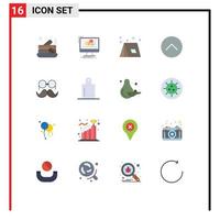 Pack of 16 Modern Flat Colors Signs and Symbols for Web Print Media such as cake campfire animation monitor tent Editable Pack of Creative Vector Design Elements