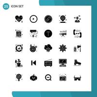 25 User Interface Solid Glyph Pack of modern Signs and Symbols of manager mark extension location map Editable Vector Design Elements