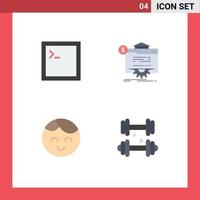 Mobile Interface Flat Icon Set of 4 Pictograms of code boy seo technology dumbbell Editable Vector Design Elements