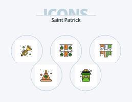 Saint Patrick Line Filled Icon Pack 5 Icon Design. day. festival. pot. day. irish day vector