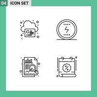 Line Pack of 4 Universal Symbols of online analysis cloud power data Editable Vector Design Elements