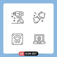 Mobile Interface Line Set of 4 Pictograms of construction healthcare tool canada sports Editable Vector Design Elements