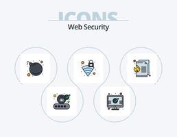 Web Security Line Filled Icon Pack 5 Icon Design. screen. protection. safety. virus. infected vector